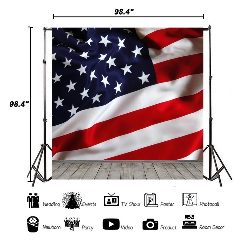 AOFOTO 8x8ft Patriotic American Flag Backdrop Air Force Test Independence Day Veterans Day Photography Background Stars and Strips Kid Baby Boy Adult Portrait Photoshoot Video Studio Props Vinyl - Image 5